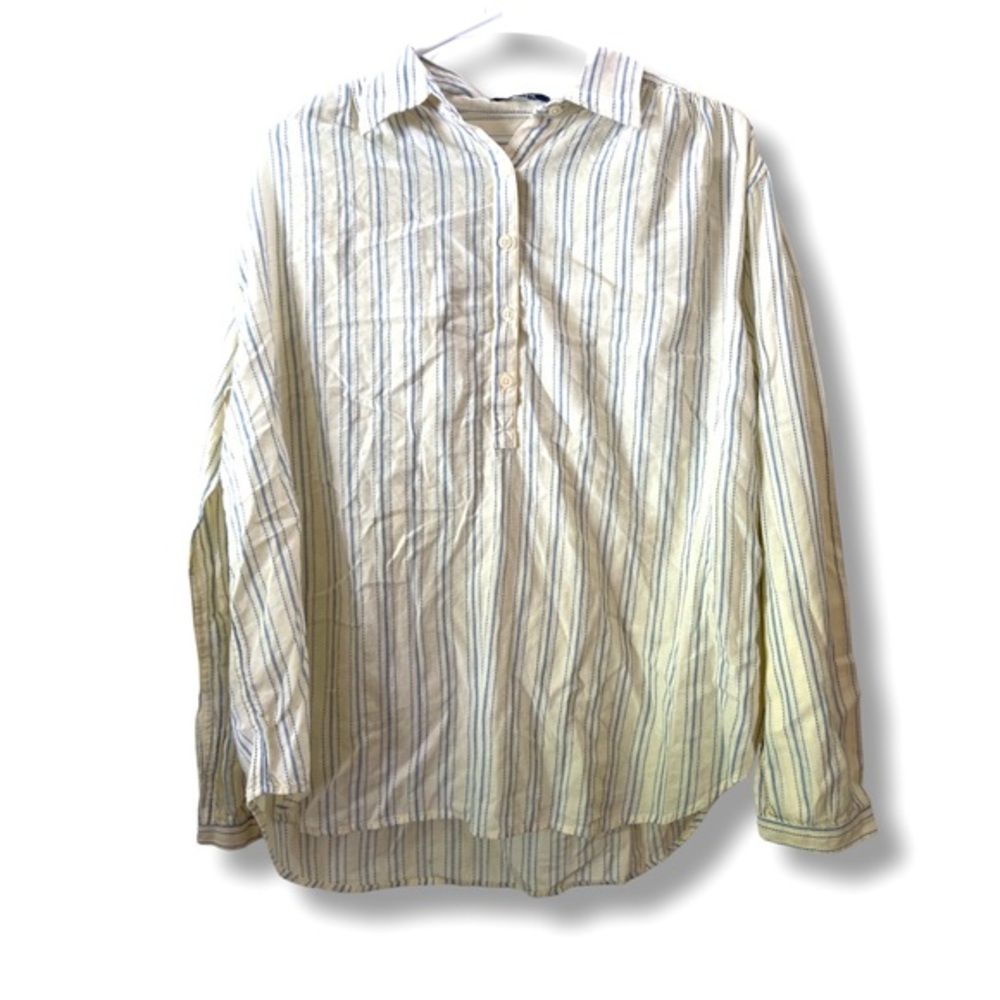 Chaps Ralph Lauren lightweight‎ collared blouse with partial buttons